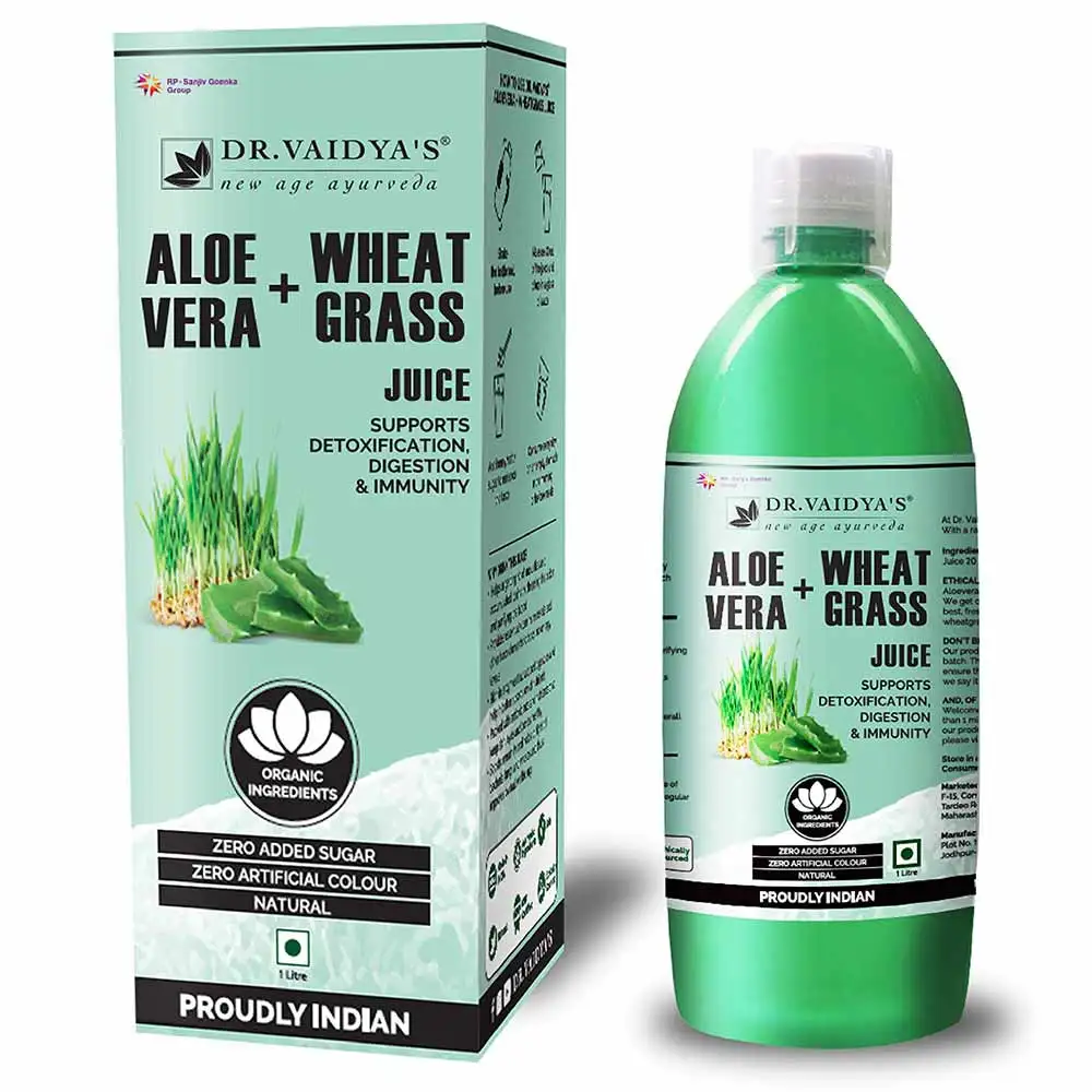 Dr. Vaidya's Aloevera + Wheatgrass Juice,  1 L  Natural