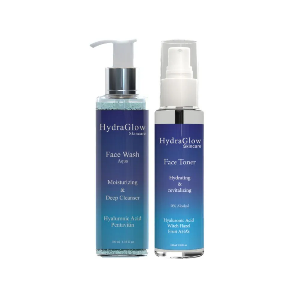 HydraGlow Hydrating Daily Care Cleansing Toning Combo - Face Toner & Face Wash Gel