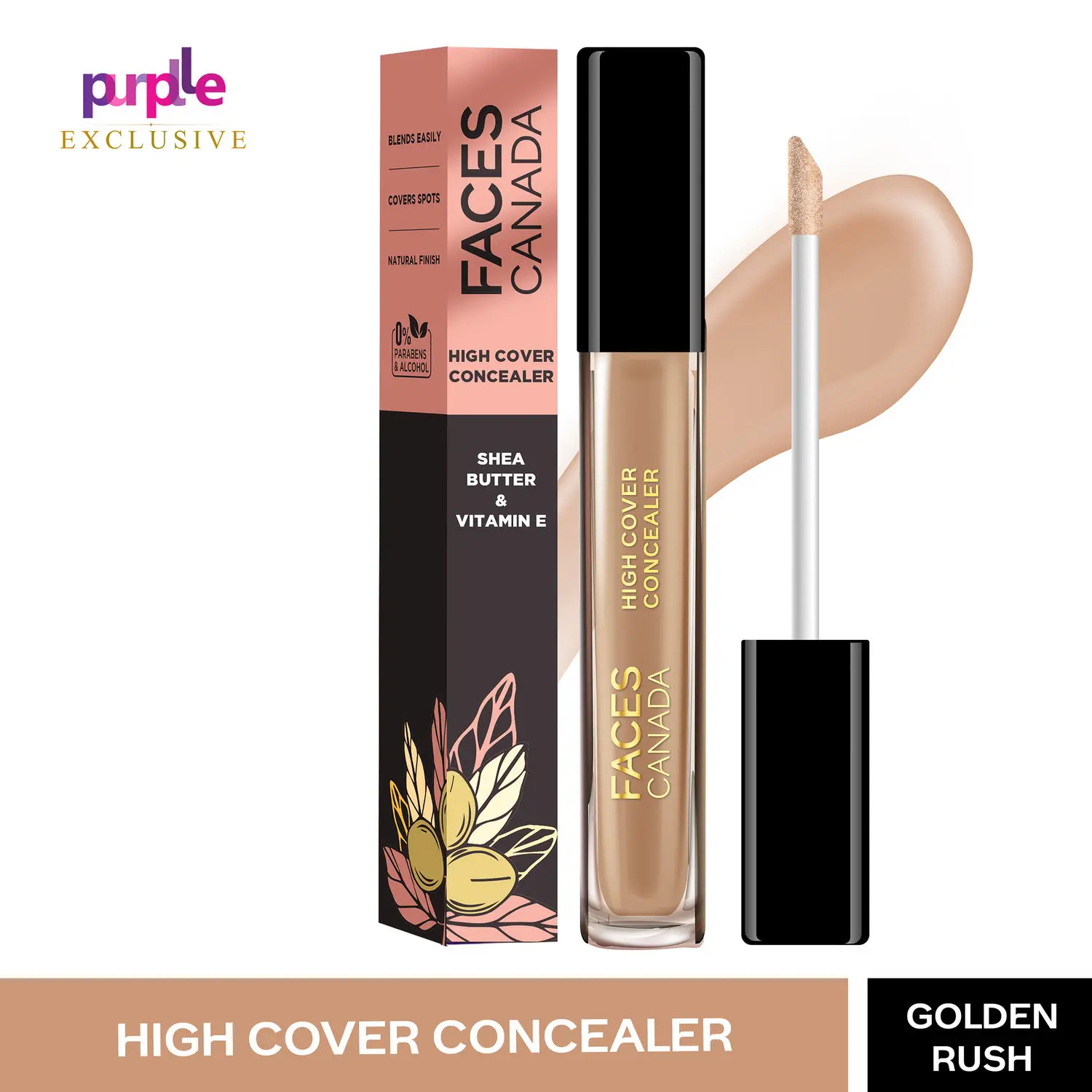 Faces Canada High Cover Concealer I Natural Finish I Covers Hyperpigmentation & Fine Lines Golden Rush 06 (4 ml) - Exclusively on Purplle