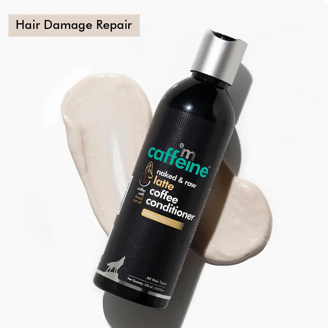 mCaffeine Latte Coffee Conditioner for Damage Repair with Coconut Milk | Nourishes Dry Hair | Sulphate & Paraben Free for Smooth & Shiny Hair | For Men & Women | 250 ml