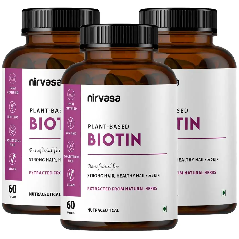 Nirvasa Plant-Based Biotin,  60 tablet(s)  Unflavoured (Pack of 3)