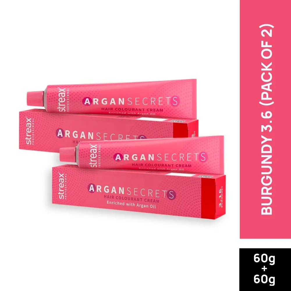 Streax Professional Argan Secret Hair Colourant Cream - Burgundy 3.16 (60 g) (Pack of 2)