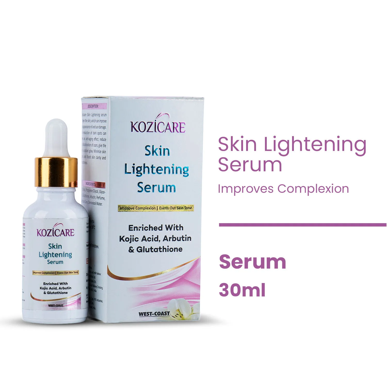 Kozicare Skin Whitening Serum Enriched With Kojic Acid- Arbutin- Glutathione