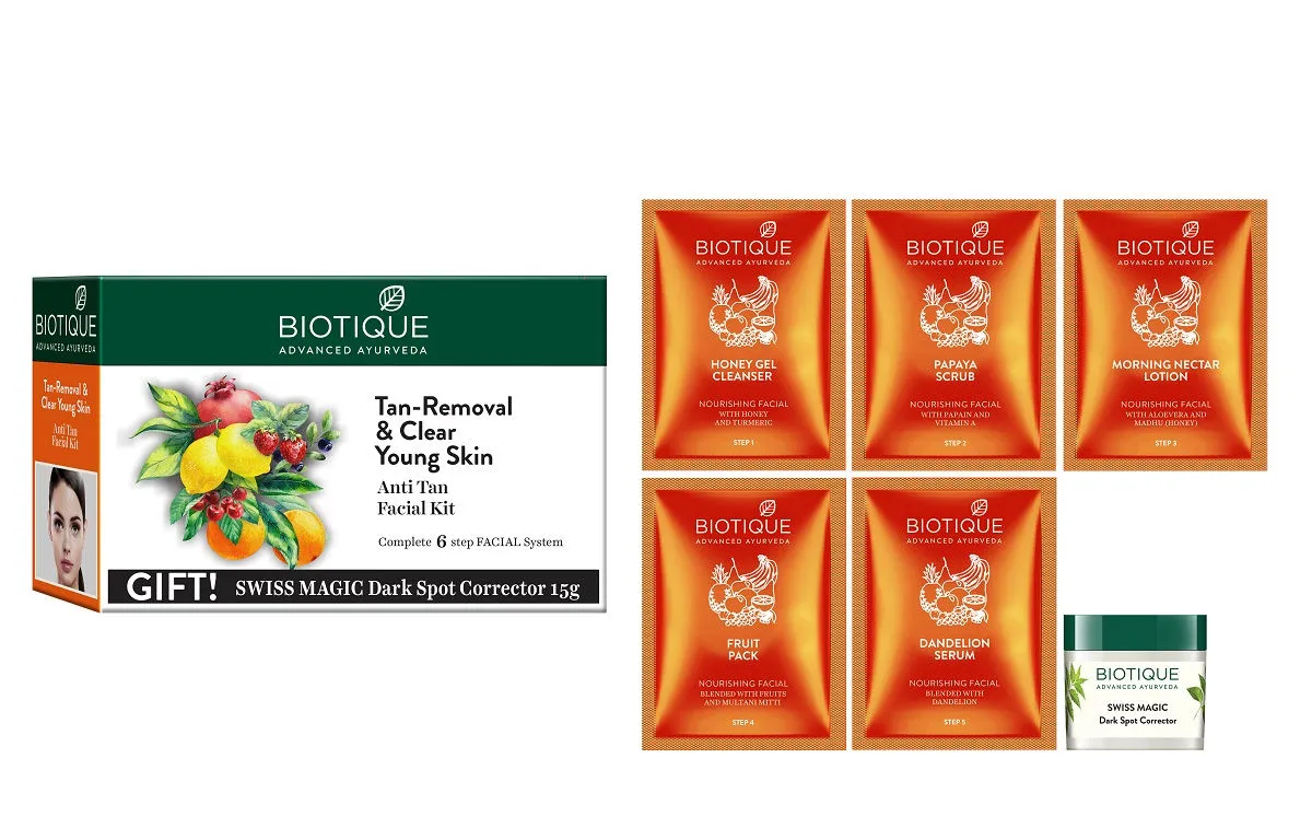 Biotique Anti Tan Facial Kit with Free Swiss Magic Dark Spot Corrector