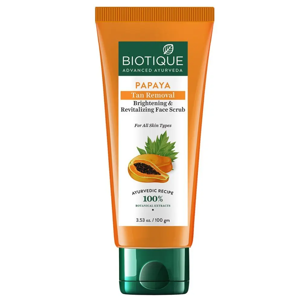 Biotique Papaya Tan Removal Brightening & Revitalizing Face Scrub 100gm Tube