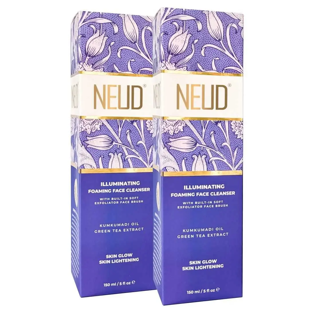 NEUD Illuminating Foaming Face Cleanser With Kumkumadi Oil and Green Tea - 2 Packs (150ml Each)