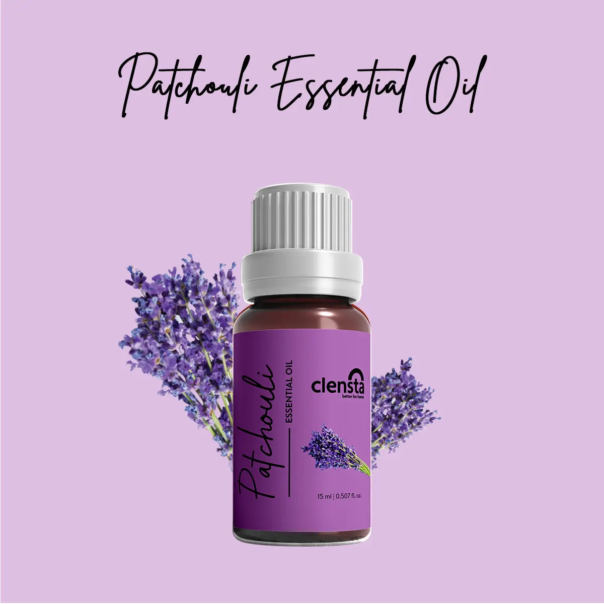 Clensta Patchouli Essential Oil for Aromatherapy, Stress Relief, Hair, Skin & Sleep, 15 ml, Suitable For All