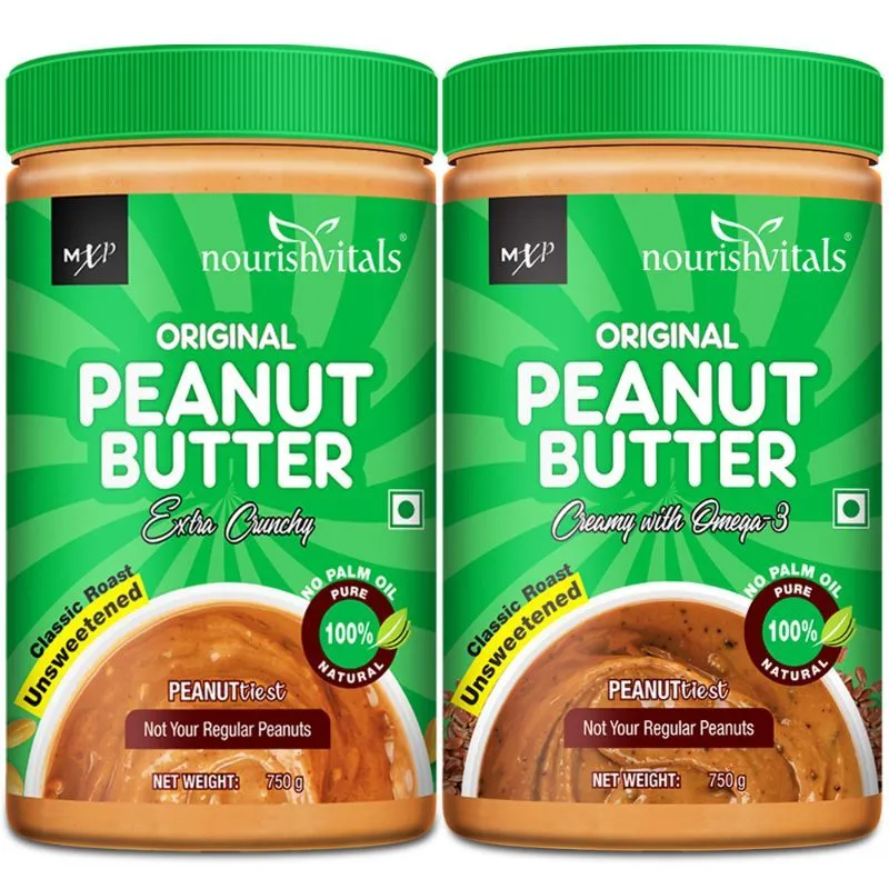 NourishVitals Original Peanut Butter (Extra Crunchy) + Original Peanut Butter (Creamy)