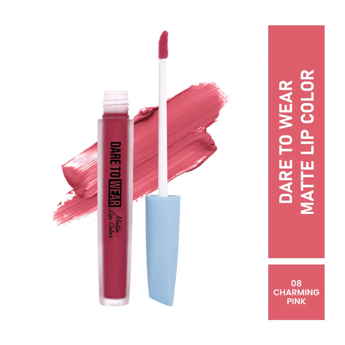 Mattlook Dare To Wear Matte Lip Color, Highly Pigmented, Smooth Application, Waterproof, Non Transfer & Long Lasting, Finish Matte, Charming Pink (3.5ml)