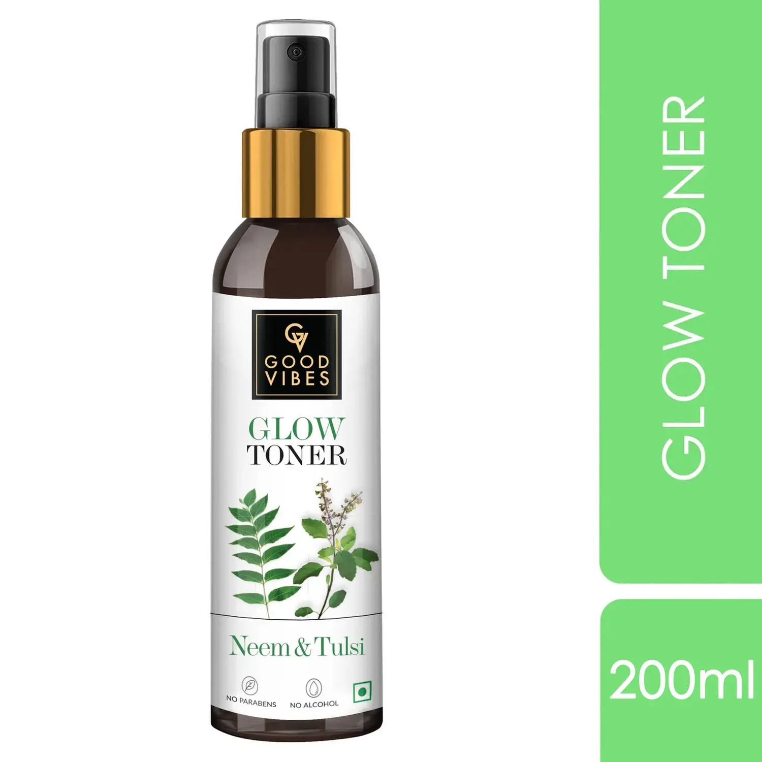 Good Vibes Neem & Tulsi Glow Toner | Cleansing, Hydrating, Calming | No Parabens, No Alcohol, No Sulphates, No Mineral Oil, No Animal Testing (200 ml)