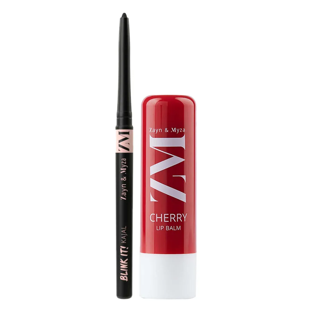 ZM Zayn & Myza Can't Live Without Combo - 24 Hour Long Lasting Kajal + Cherry Lip Balm with SPF