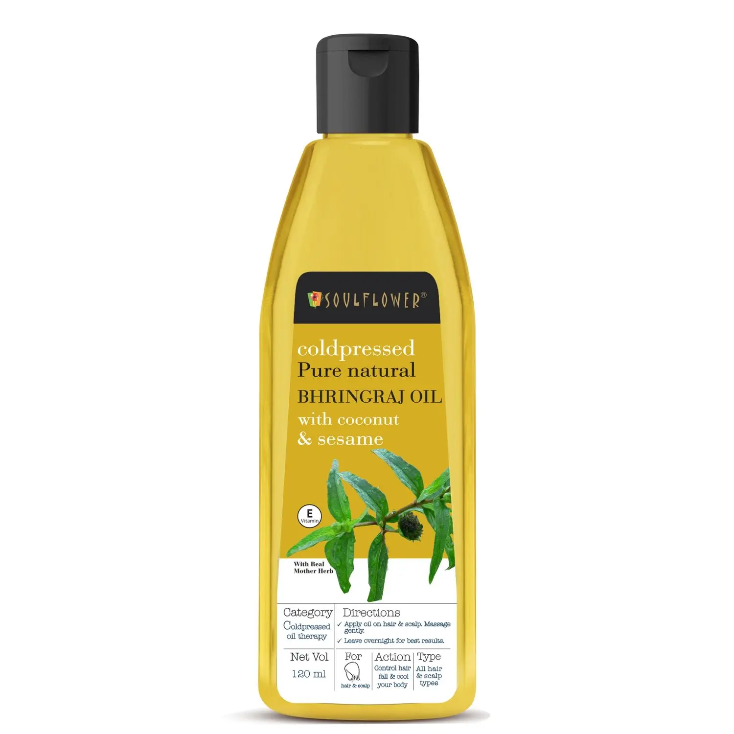 Soulflower Natural Bhringraj Oil with Coconut And Sesame, 120ml
