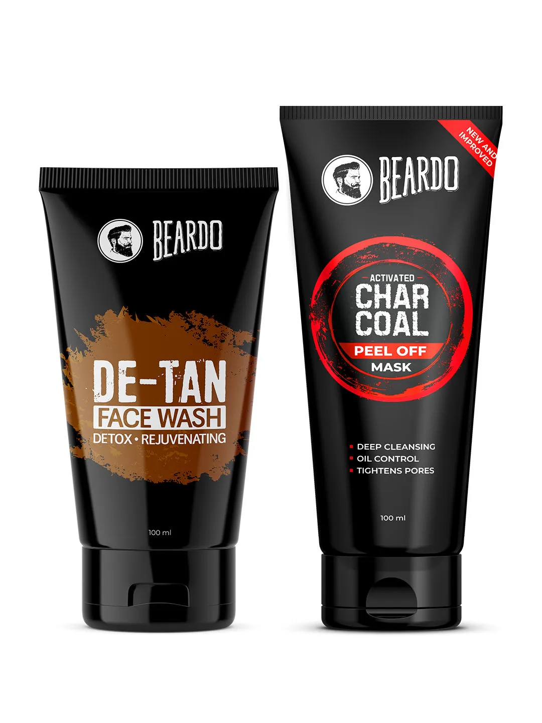 Beardo Activated Charcoal Peel Off Mask and Beardo De-Tan Face Wash Combo (Pack of 2)