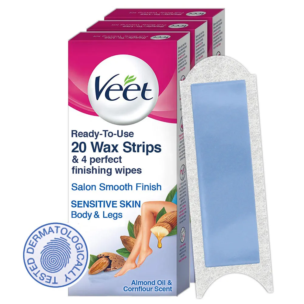 Veet Full Body Waxing Kit For Sensitive Skin - Pack Of 3