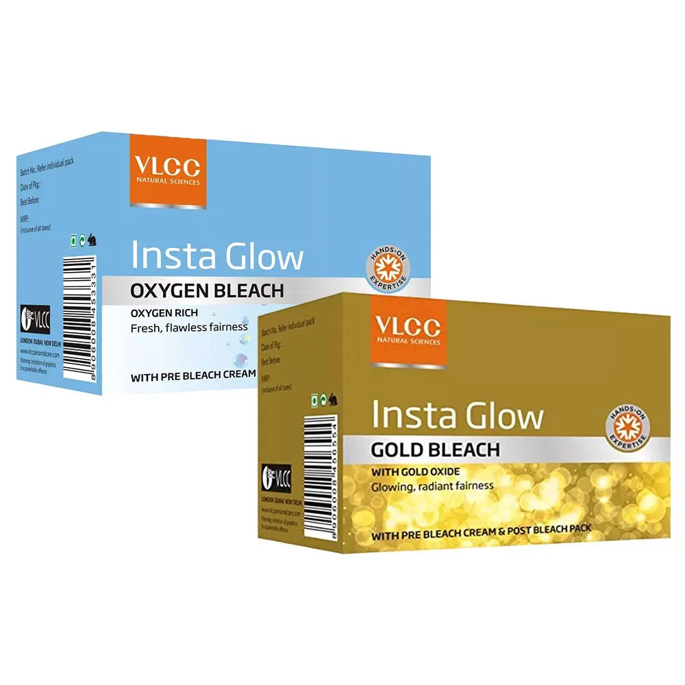 VLCC Insta Glow Gold Bleach & Insta Glow Oxygen Bleach Combo