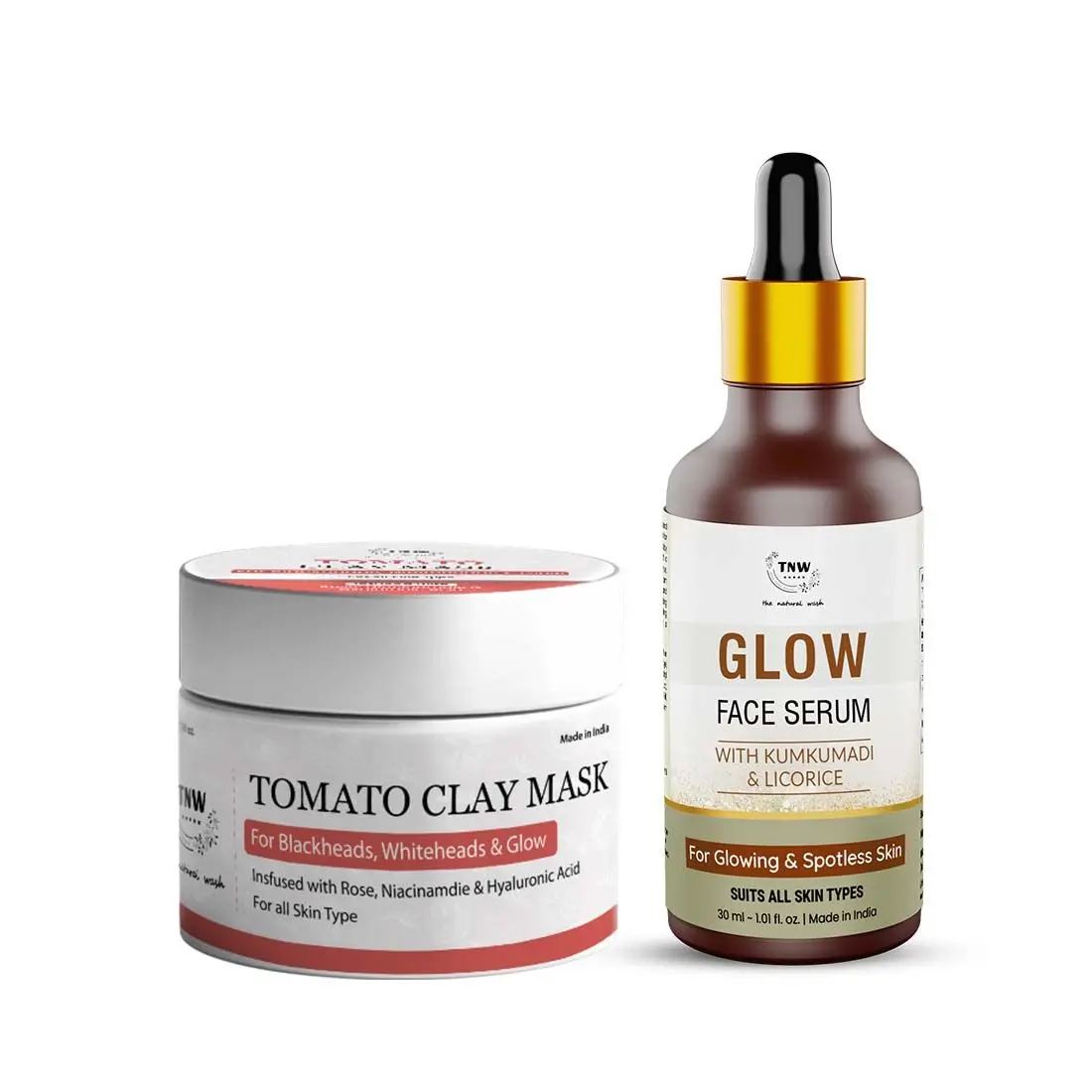 Combo of 2- Tomato Clay Mask 50gm & Glow Face Serum 30ml