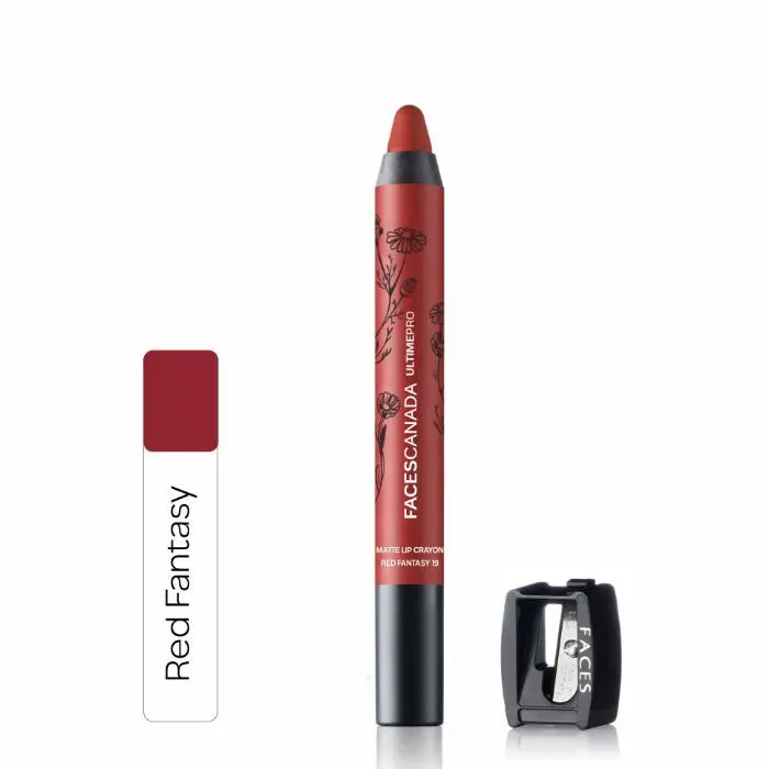 Faces Canada Matte Lip Crayon | Cocoa Butter and Chamomile enriched | One Stroke Intense Color | Smooth Glide | All Day Hydrated Lips | Shade - Red Fantasy 2.8g