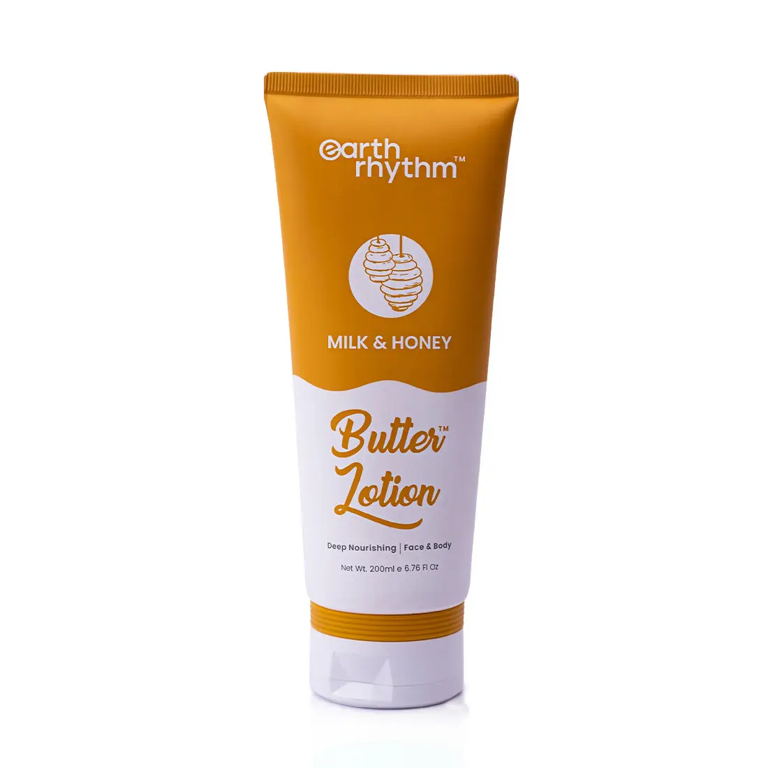 Earth Rhythm Milk & Honey Butter Lotion|Deeply Nourishes, Soothes Skin, Improves Skin Elasticity| for All Skin Types|for Face & Body| Men & Women - 200 ML