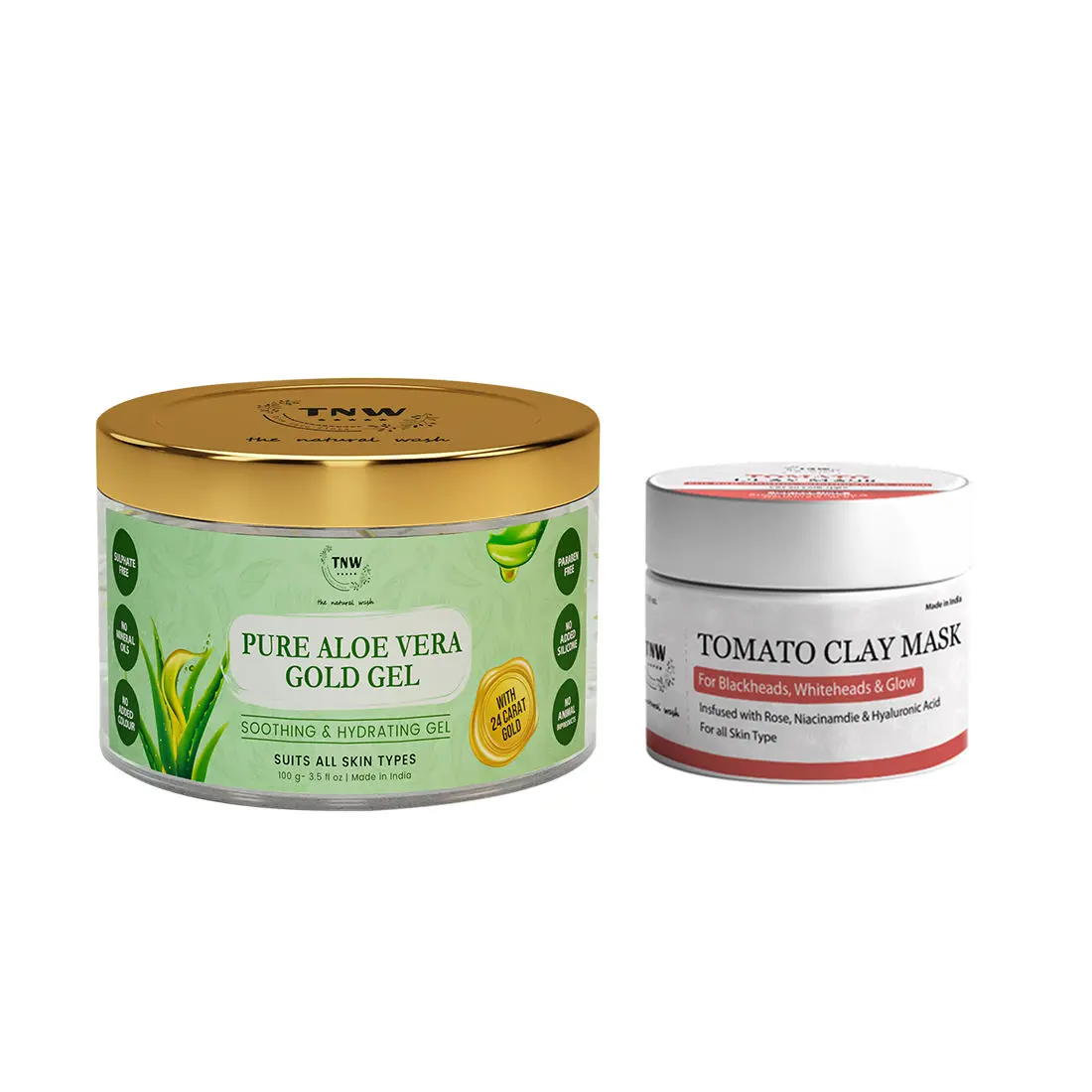 Combo of 2- Tomato Clay Mask 50gm + Pure Aloe Vera Gold Gel 100gm