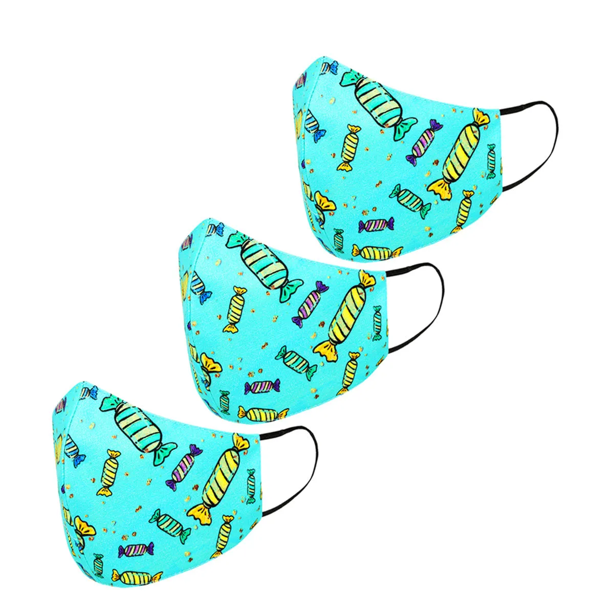 Tossido 2-7 Yrs. Kids 3 Ply Premium Cotton Printed Masks - Turquoise (Pack of 3)