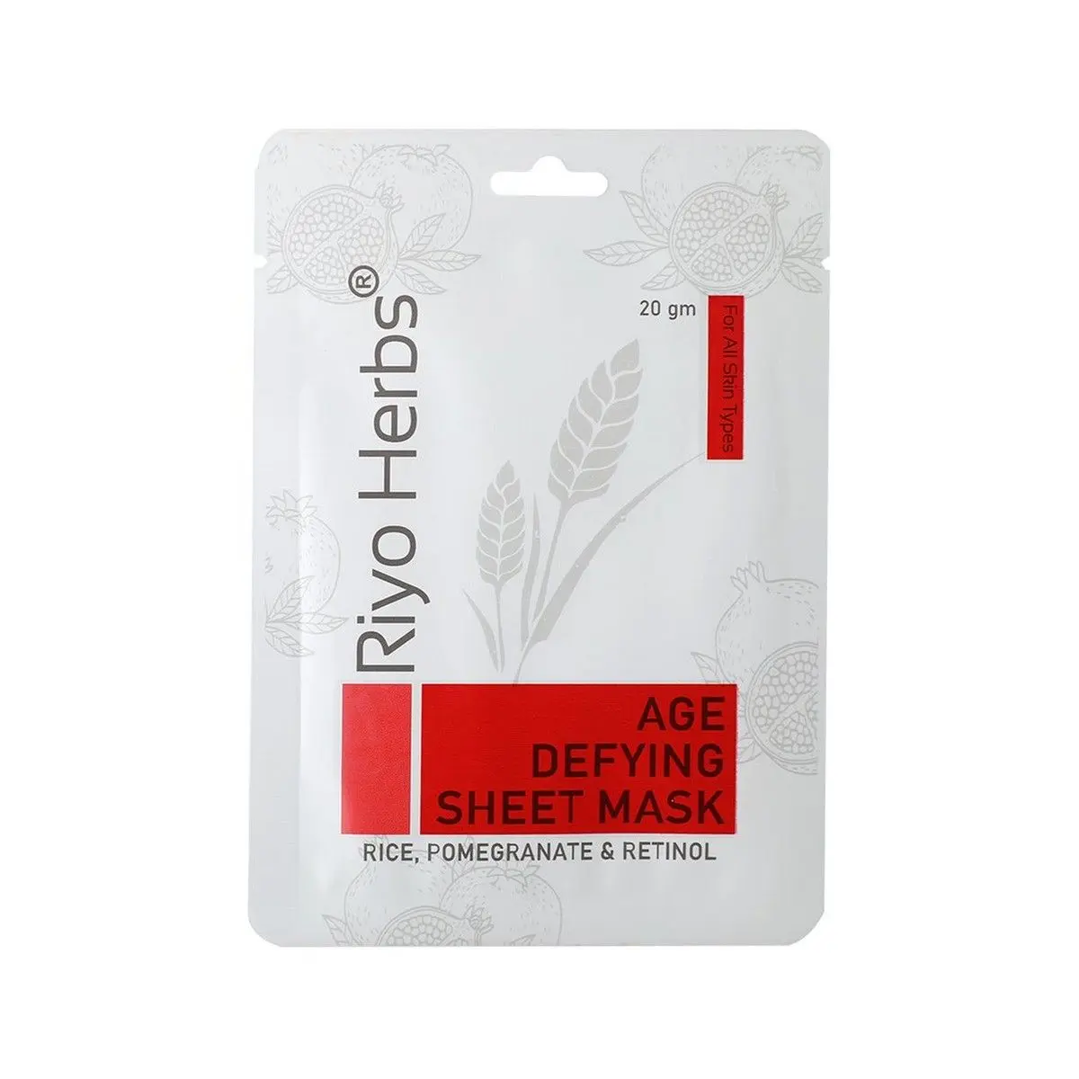 Riyo Herbs Age Defying Pomegranate & Retinol Sheet Mask, 20gm