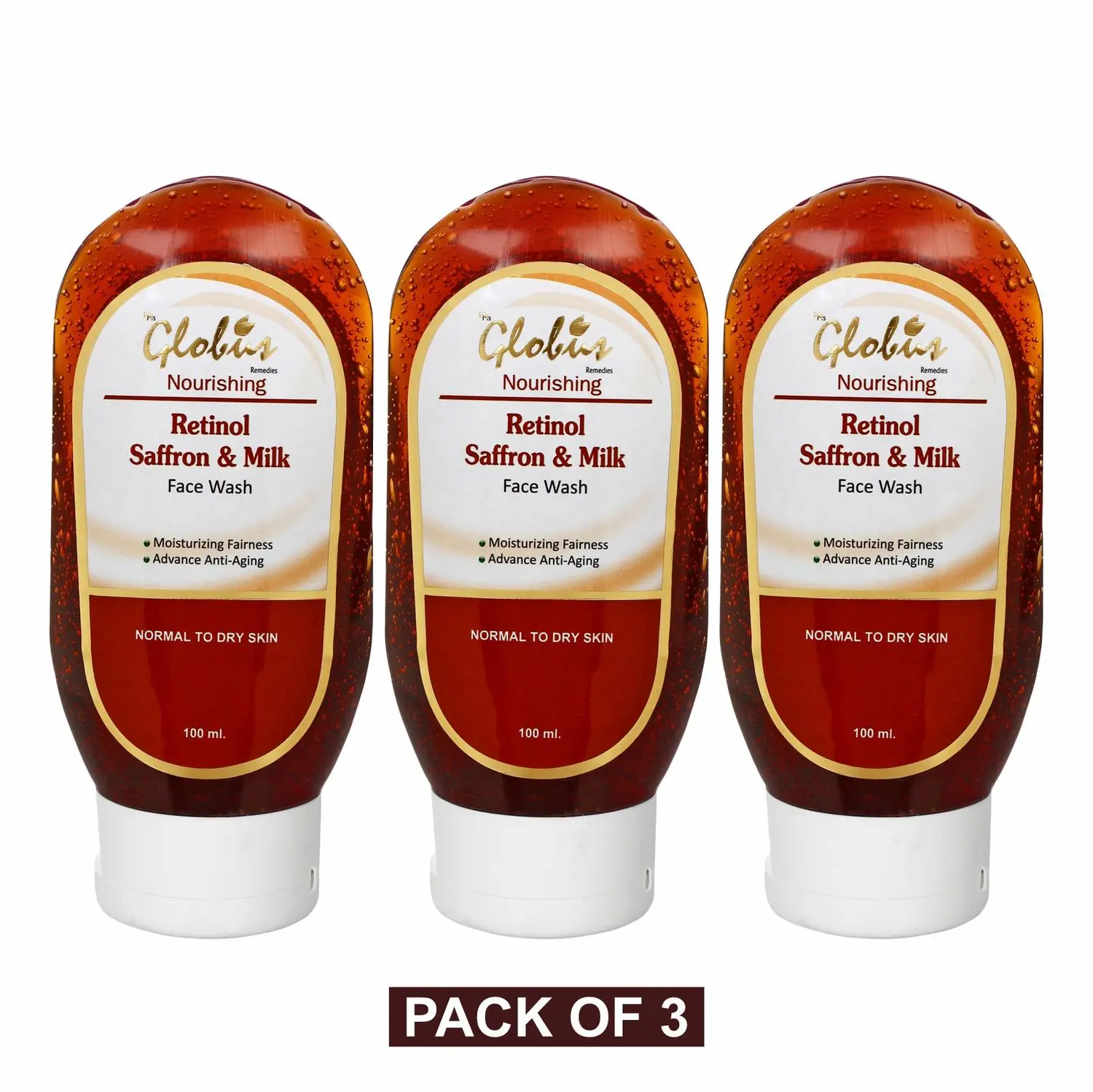 Globus Remedies Nourishing Retinaol saffron & Milk Face Wash pack of 3