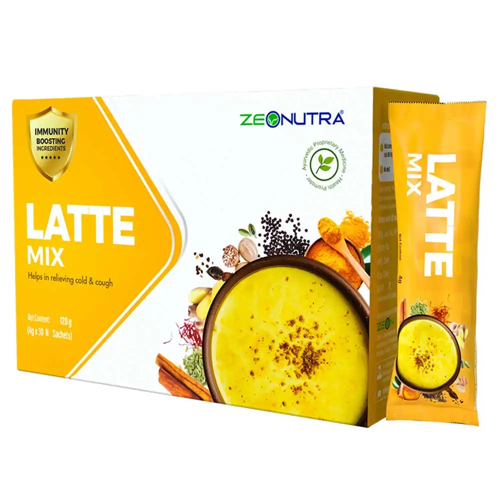 Zeonutra Latte Mix,  Curcumin and Kesar  30 sachets/pack