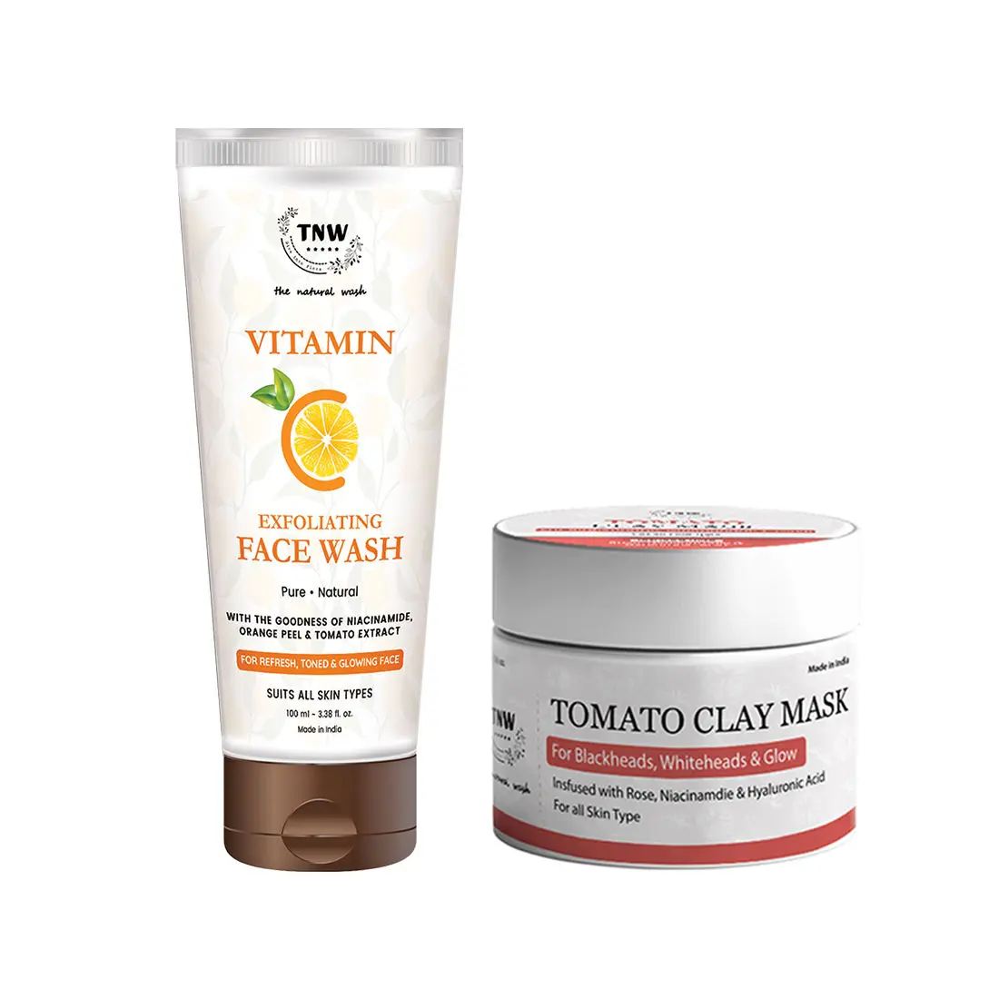 Combo of 2- Tomato Clay Mask 50gm + Vitamin C Exfoliating Face Wash 100ml