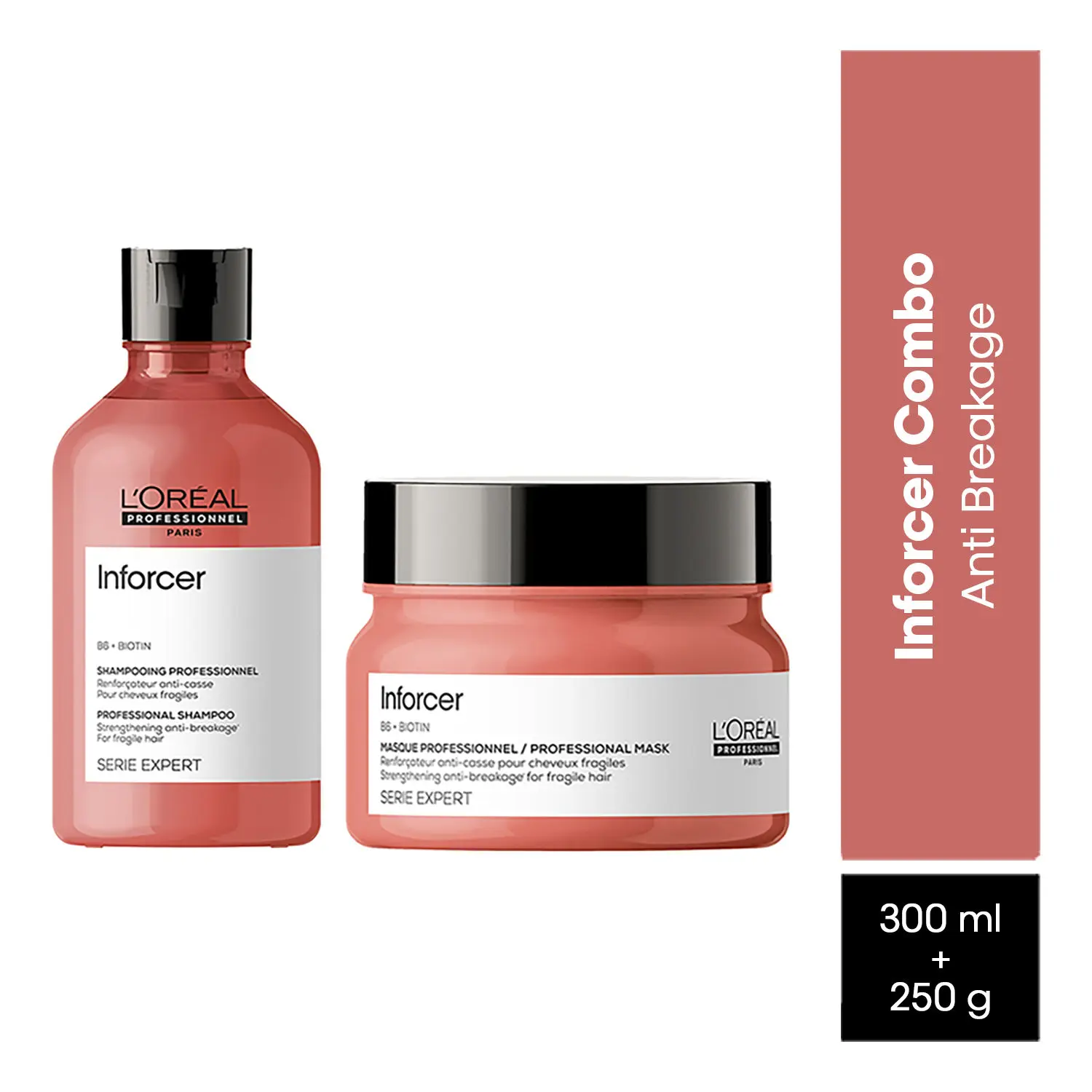 L'Oreal Professionnel Serie Expert Inforcer Shampoo + Combo of Expert Inforcer Mask|With Vitamin B6 & Biotin (300ml + 250gms)