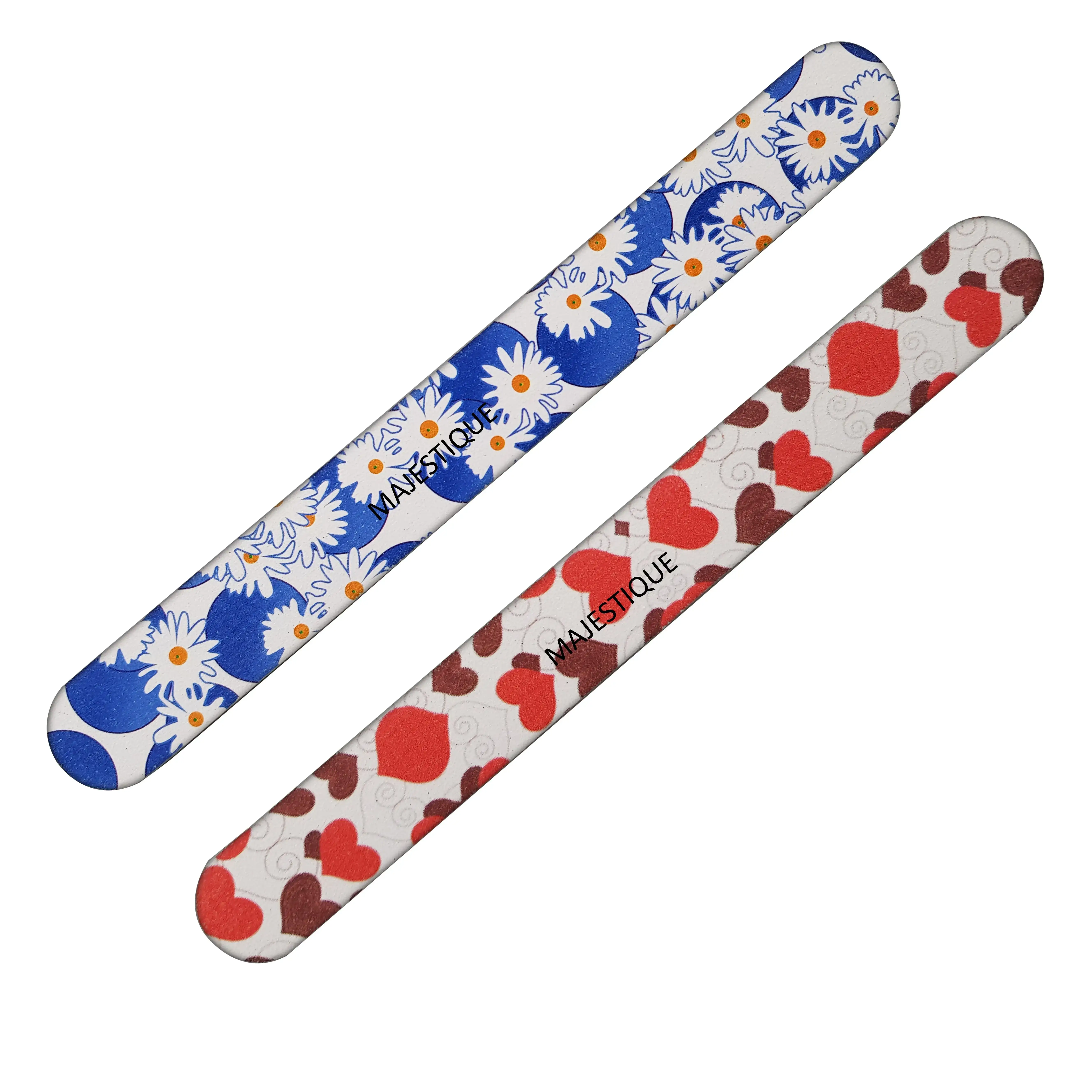 Majestique High Grit Multicolour Pattern Emery Board Nail Files (Pack of 2)