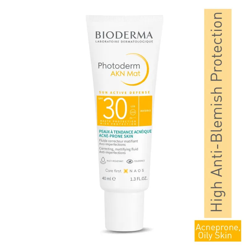 Bioderma Photoderm Akn Mat Fluide SPF 30 High Protection & Water Resistant- Combination/Oily Skin