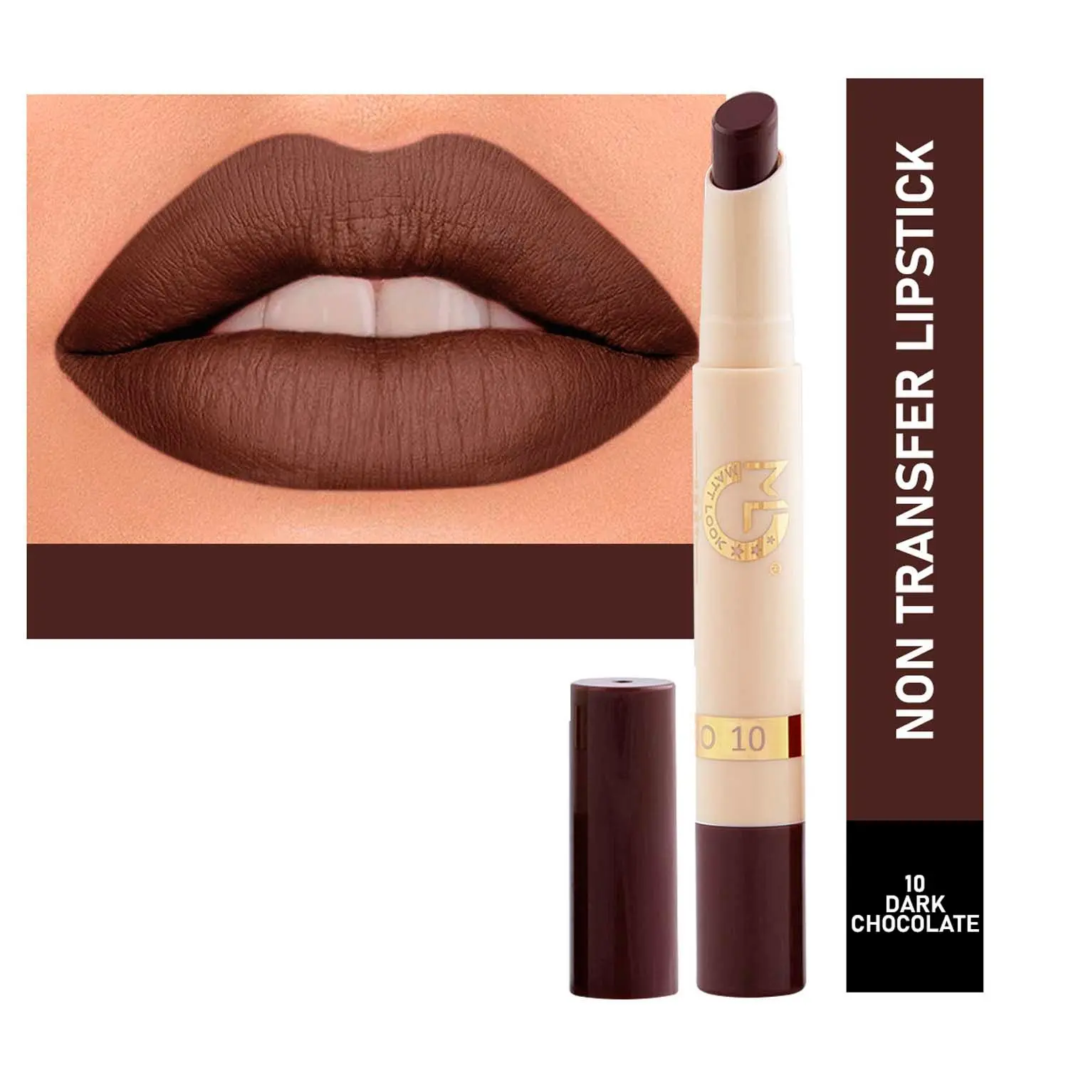 Matt look Velvet Smooth Non-Transfer, Long Lasting & Water Proof Lipstick, Dark Chocolate (2gm)