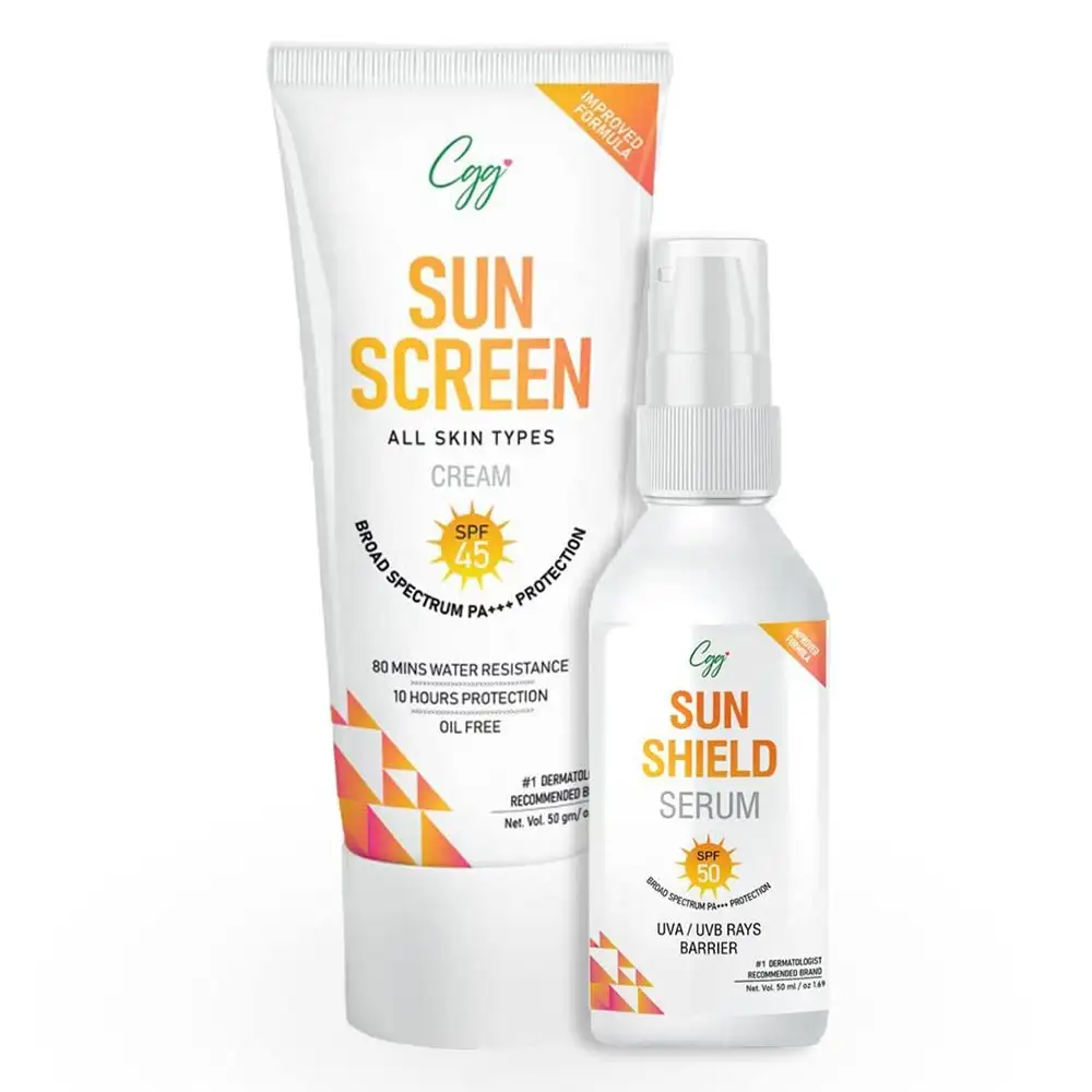 CGG Cosmetics Sunscreen Cream & Sun Shield Serum Combo,  2 Piece(s)/Pack  for All Skin Type