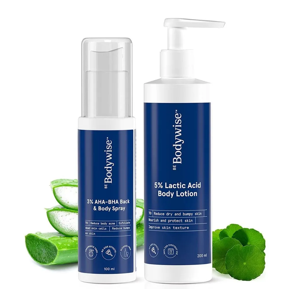 Be Bodywise Body Acne Kit - 5% Lactic Acid Body Lotion + 3% AHA BHA Body Spray