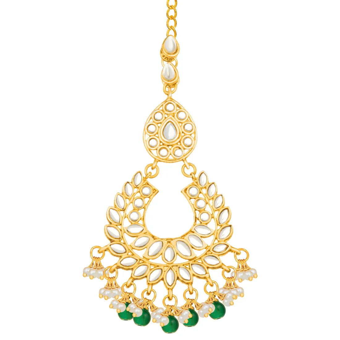 Peora Traditional Green Kundan Maang Tikka (PF25TK107G)