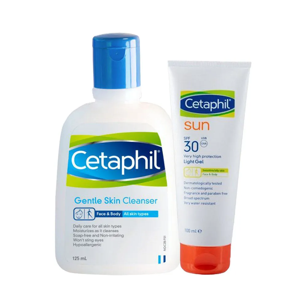 Cetaphil Gentle Skin Cleanser & Sun SPF 30 Light Gel Combo