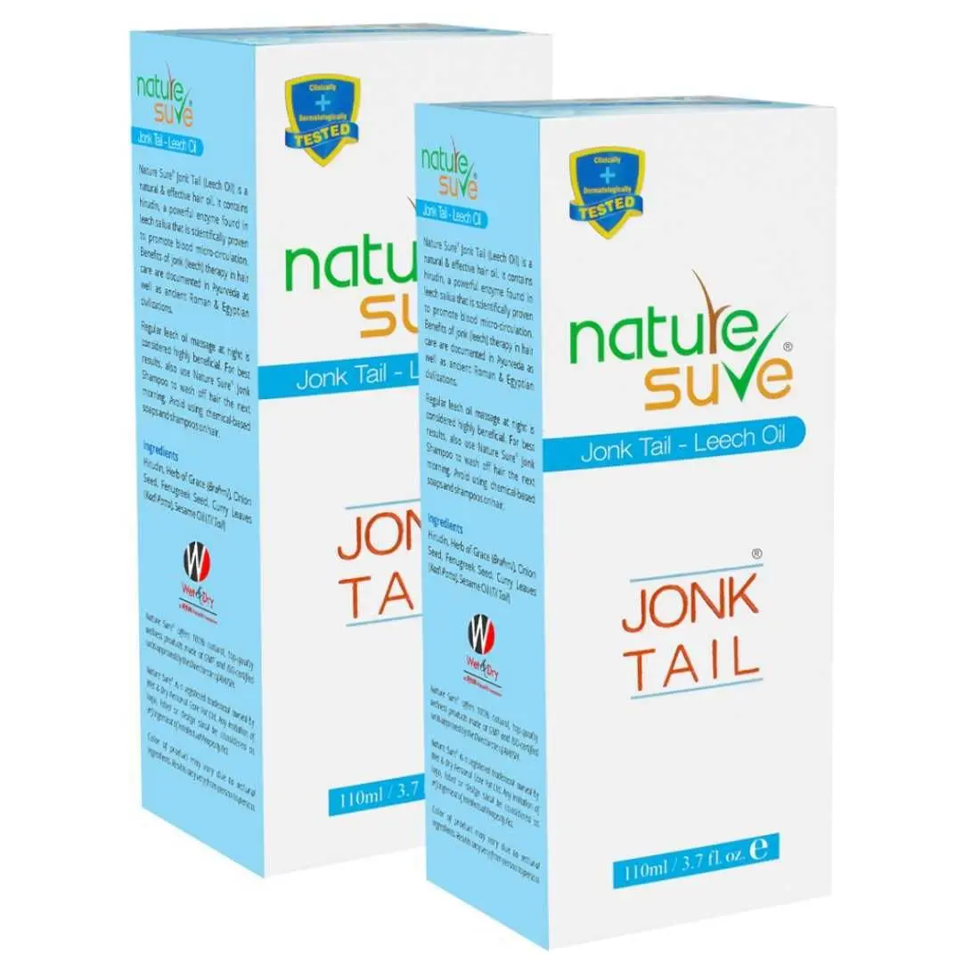 Nature Sure Jonk Tail (Leech Oil) for Hair Problems in Men and Women – 2 Packs (110ml Each)