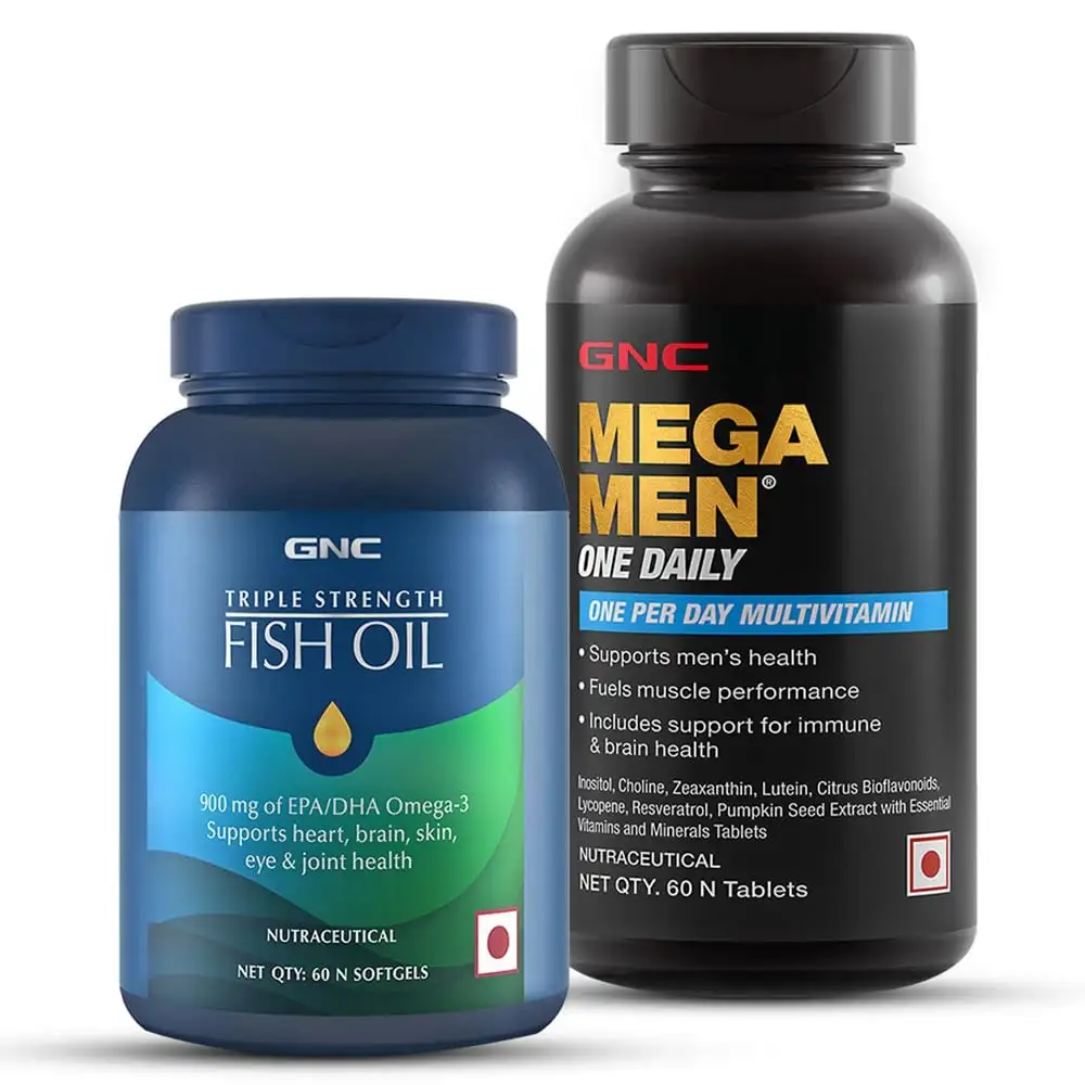 GNC Triple Strength Fish Oil & Mega Men One Daily Multivitamin Combo,  2 Piece(s)/Pack