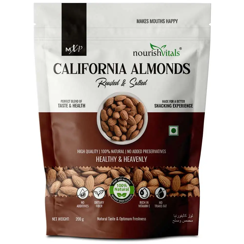 NourishVitals California Almonds,  Roasted & Salted  200 g