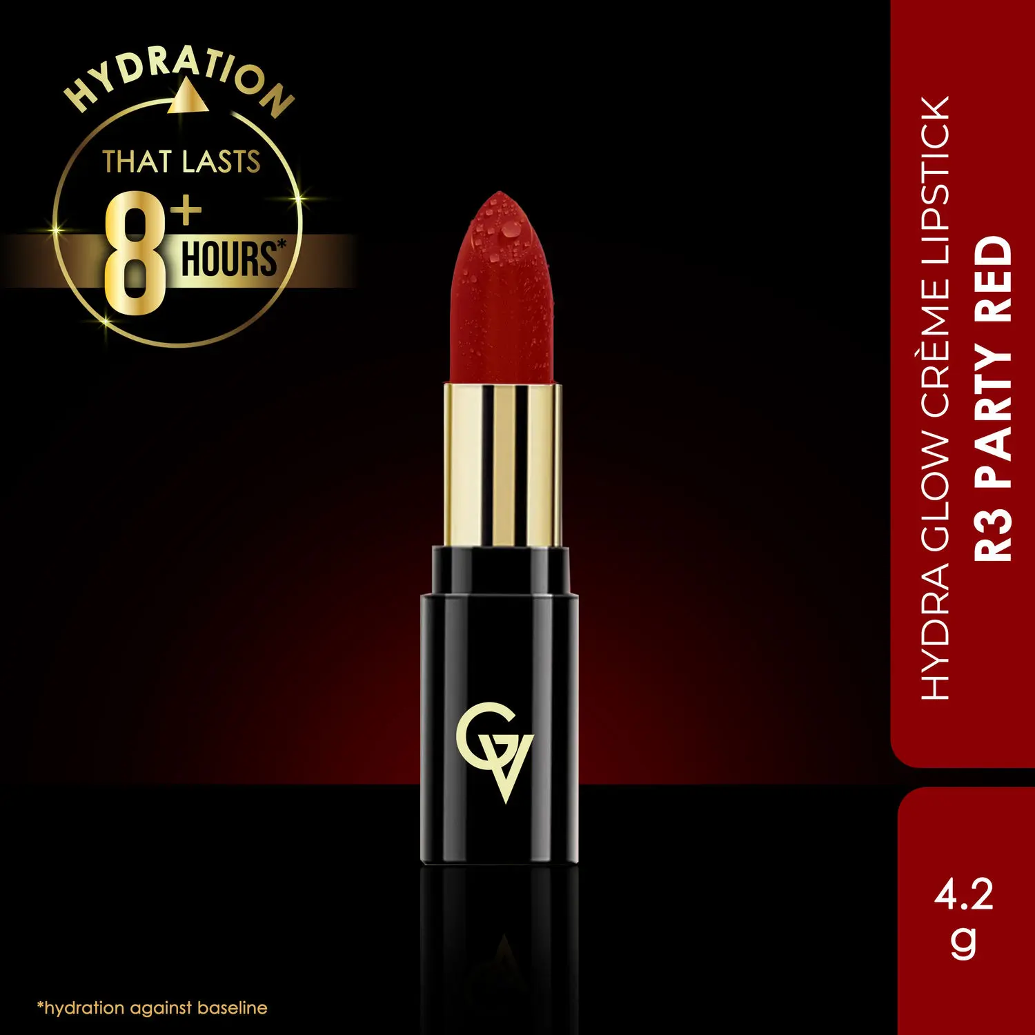 Good Vibes HydraGlow Creme Lipstick | Avocado Oil & Vitamin E | Party Red (R3) - (4.2g)