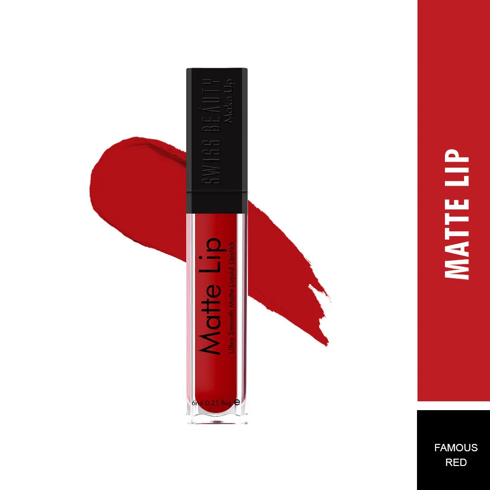 Swiss Beauty Matte Lip Ultra Smooth Matte Liquid Lipstick - 14 Famous Red