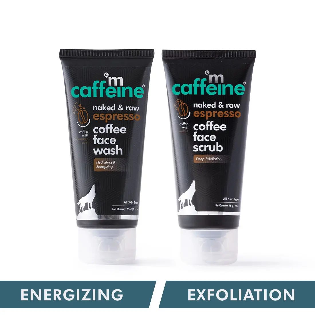 mCaffeine Exfoliating Face Wash & Face Scrub Combo | Espresso Coffee Facial Kit Pack of 2 (150ml) | Energizes Skin and Removes Blackheads and Whiteheads 150 ml