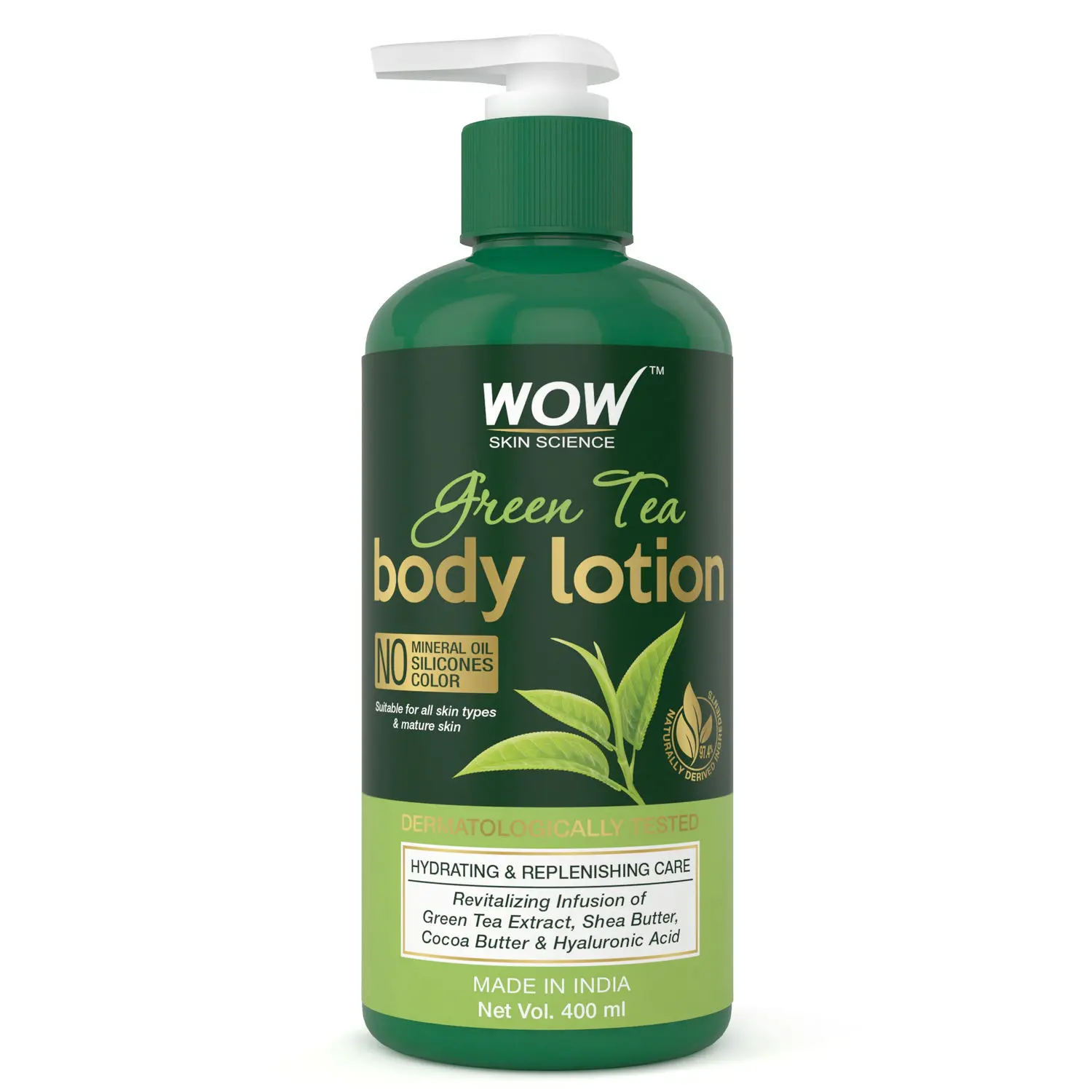 WOW Skin Science Green Tea Body Lotion For Light Hydration - Normal To Oily Skin - 400 ml