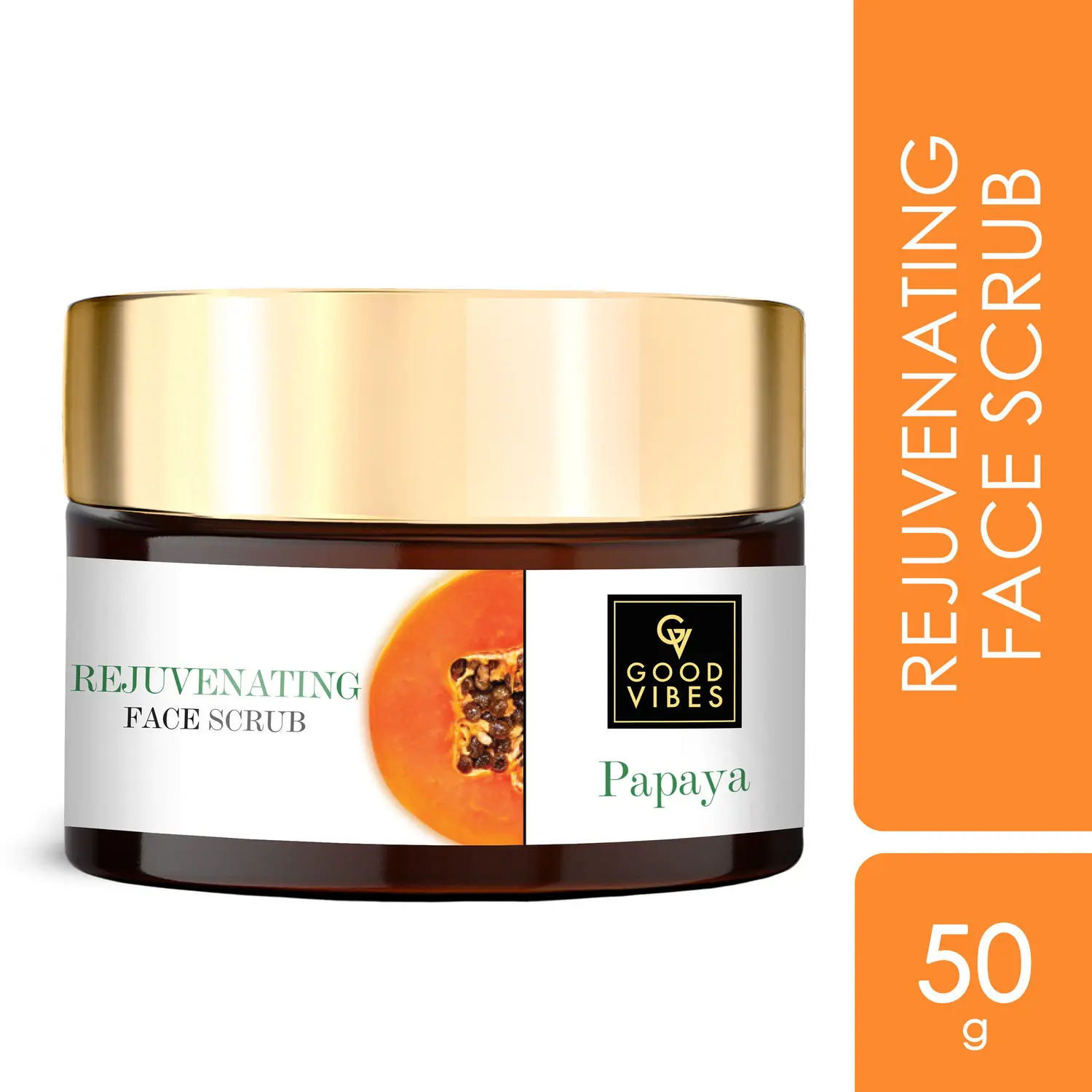 Good Vibes Papaya Rejuvenating Face Scrub | Cleansing, Moisturizing | With Almond Oil | No Parabens, No Sulphates, No Mineral Oil (50 g)