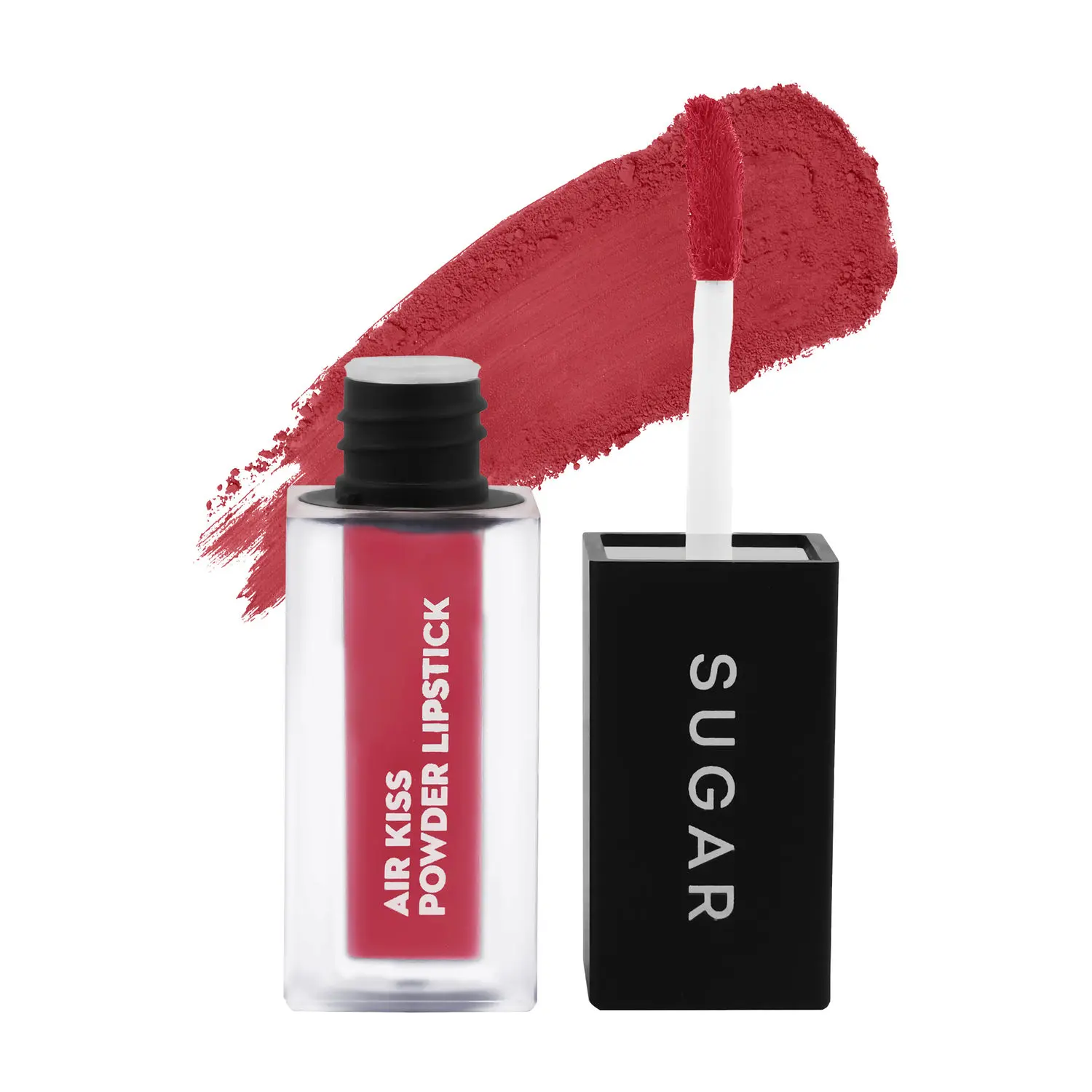 SUGAR Cosmetics Air Kiss Powder Lipstick - 04 Cherry Fluff - 2 gm |Super Pigmented | Transfer-proof and Water-resistant | Matte Finish