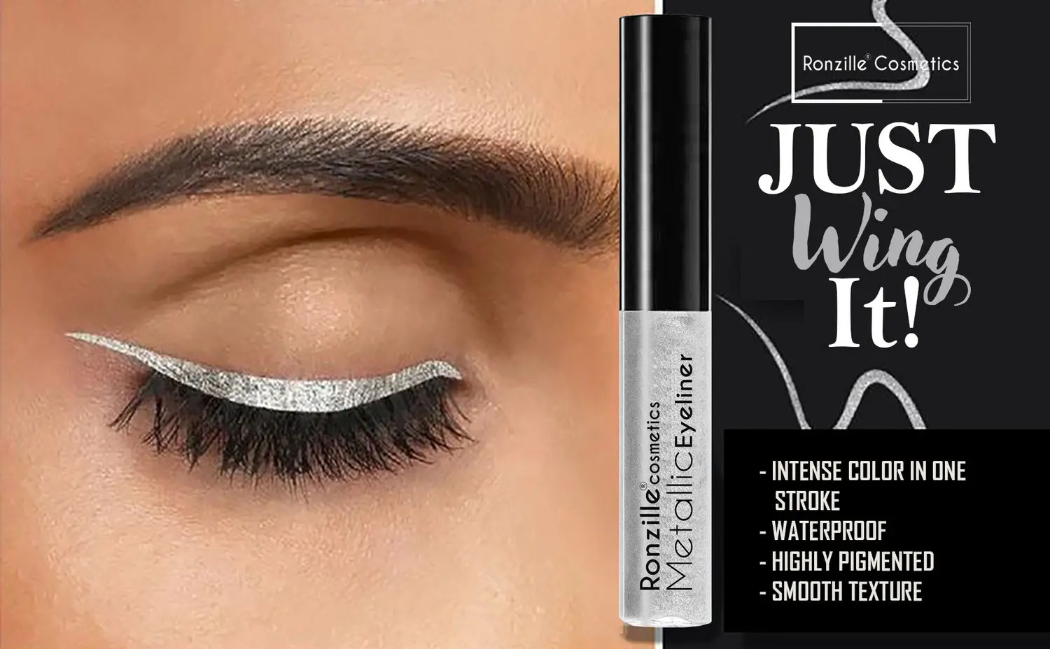 Ronzille Silver shimmer Metallic Glitter Eyeliner