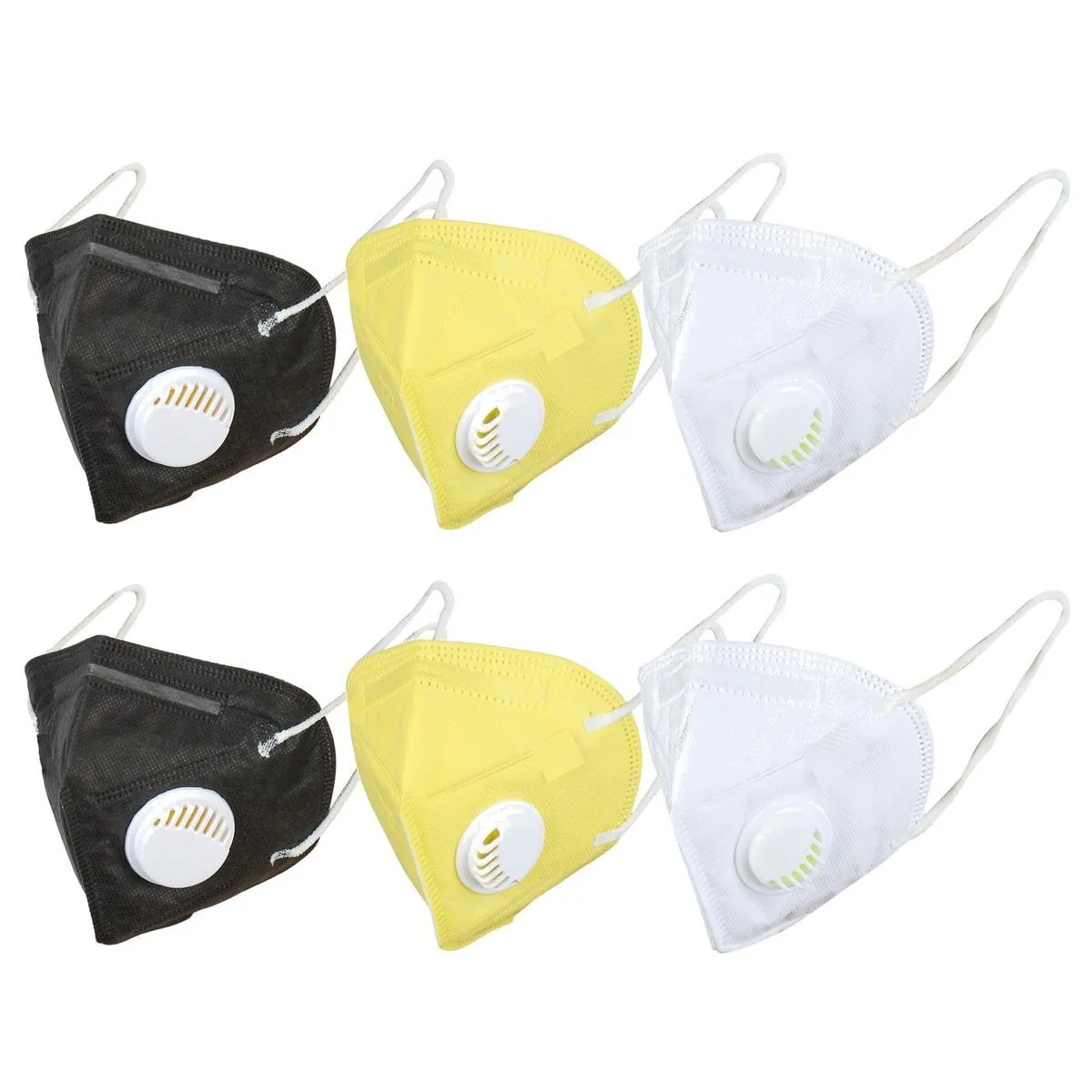 OOMPH Pack Of 6 Kn95/n95 Anti-pollution Reusable 5 Layer Mask Color: White Yellow Black