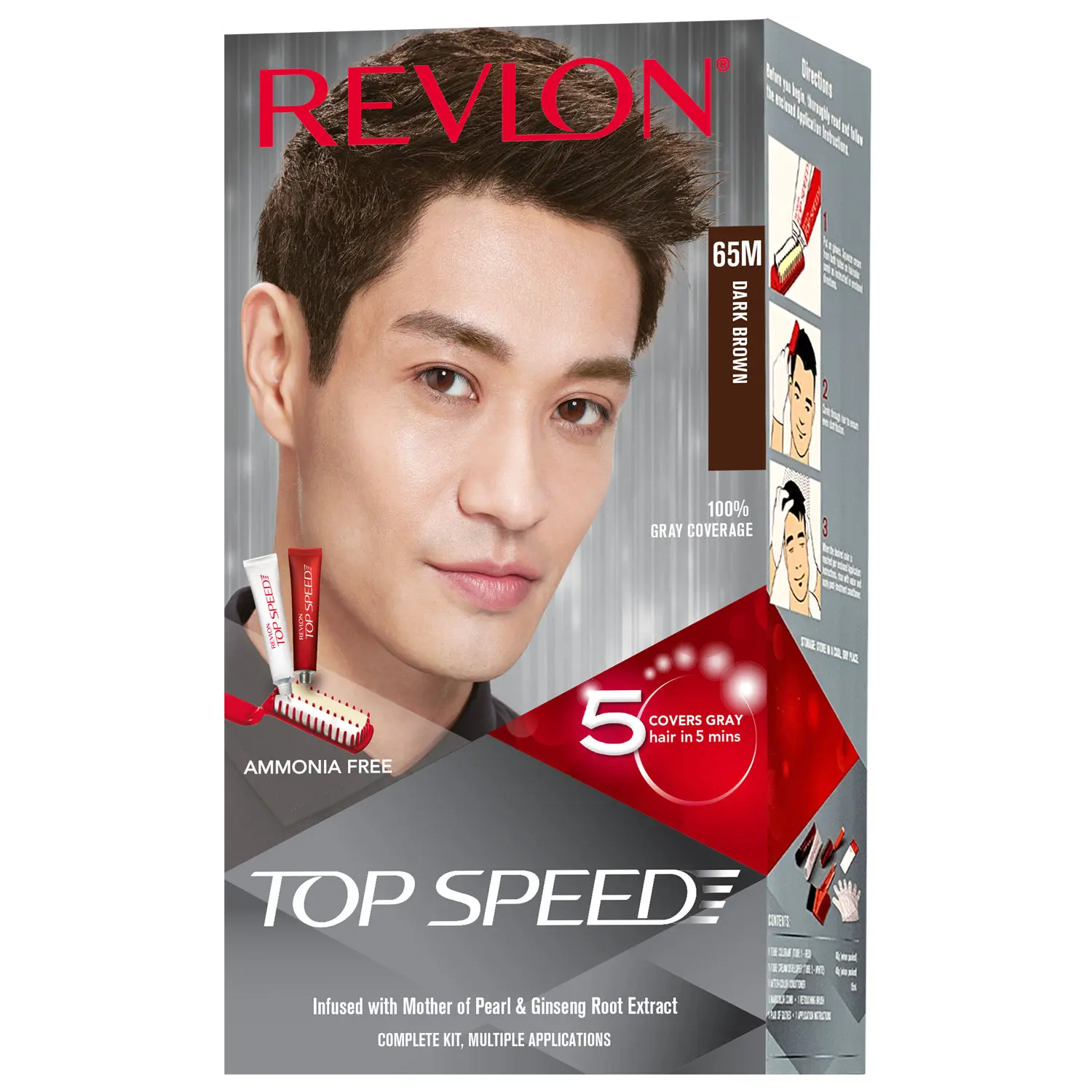 Revlon Top Speed Hair Color Man-Dark Brown 65M