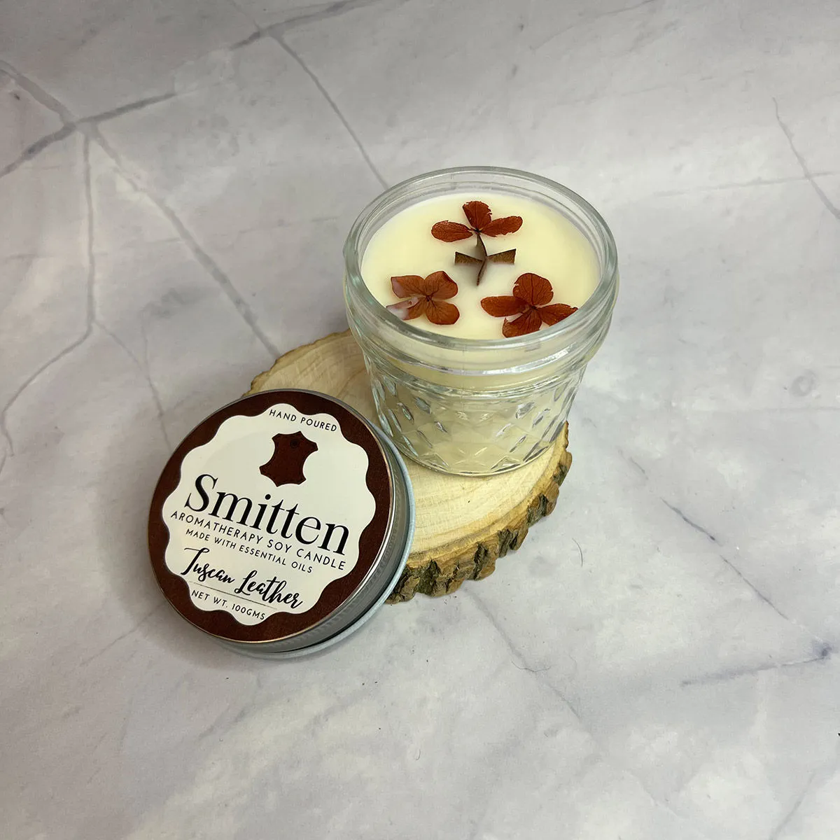 Smitten Aromatherapy Candle Tuscan Leather