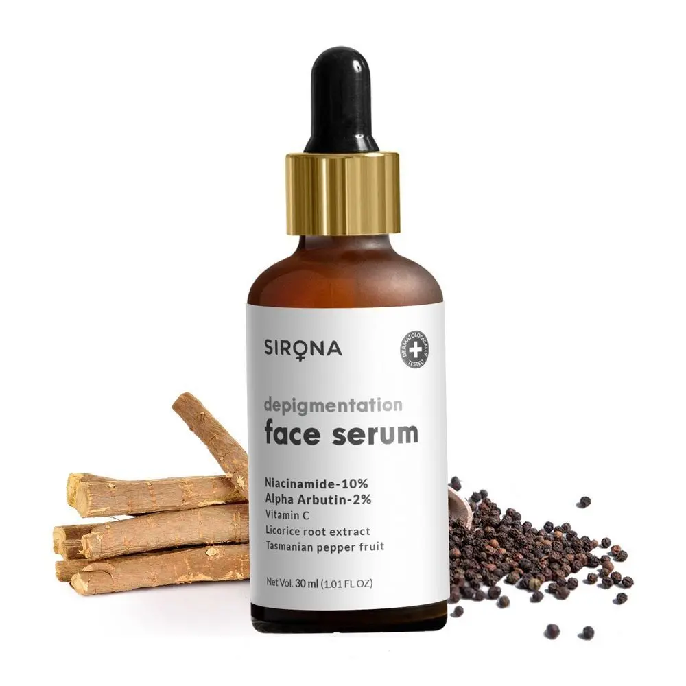 Sirona Depigmentation Face Serum - 30 ml with Niacinamide, Vitamin C, Alpha Arbutin and Licorice Root Extract